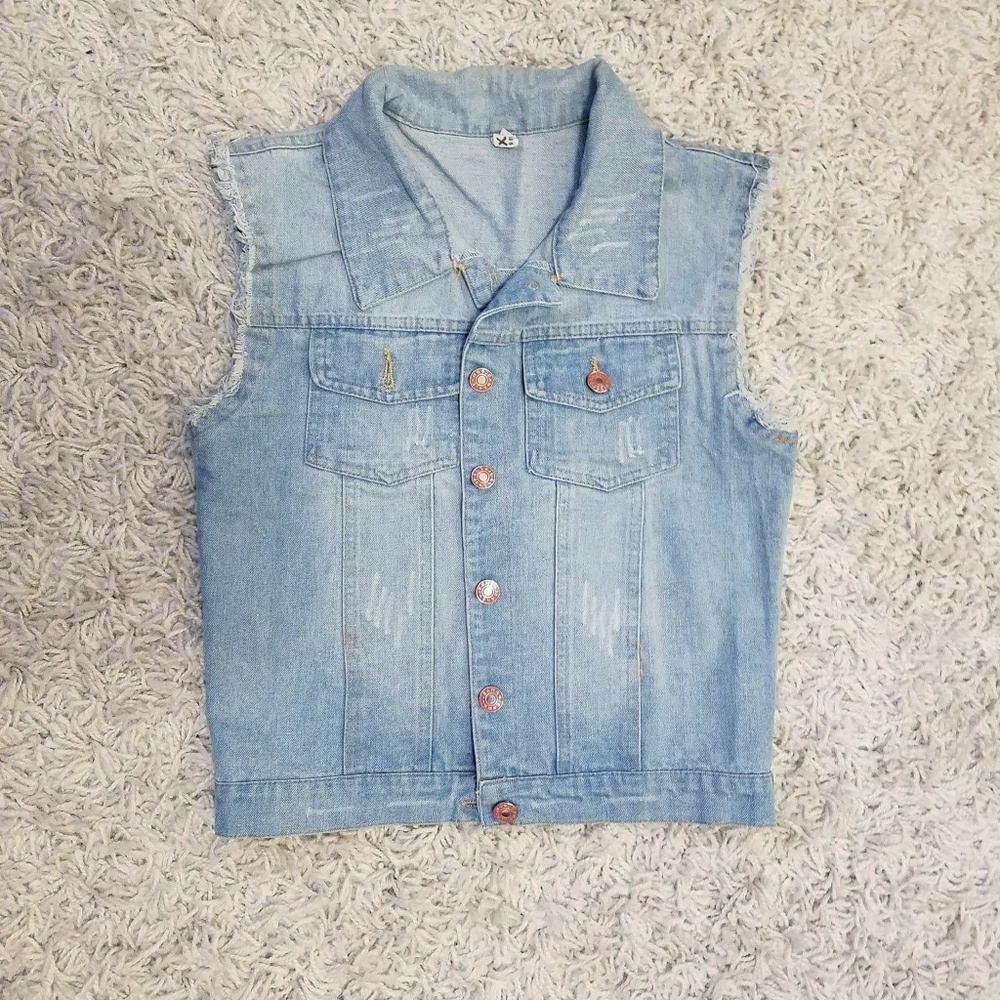 Distressed Denim Vest